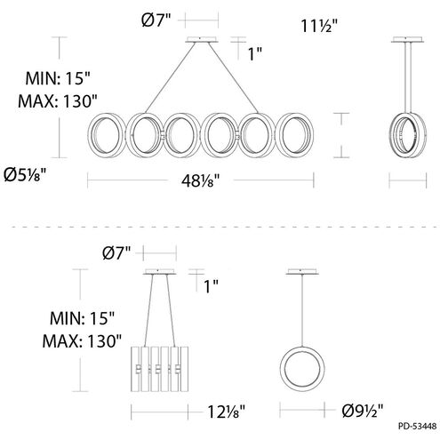 Cabot Linear Pendant Ceiling Light in 3000K, dweLED