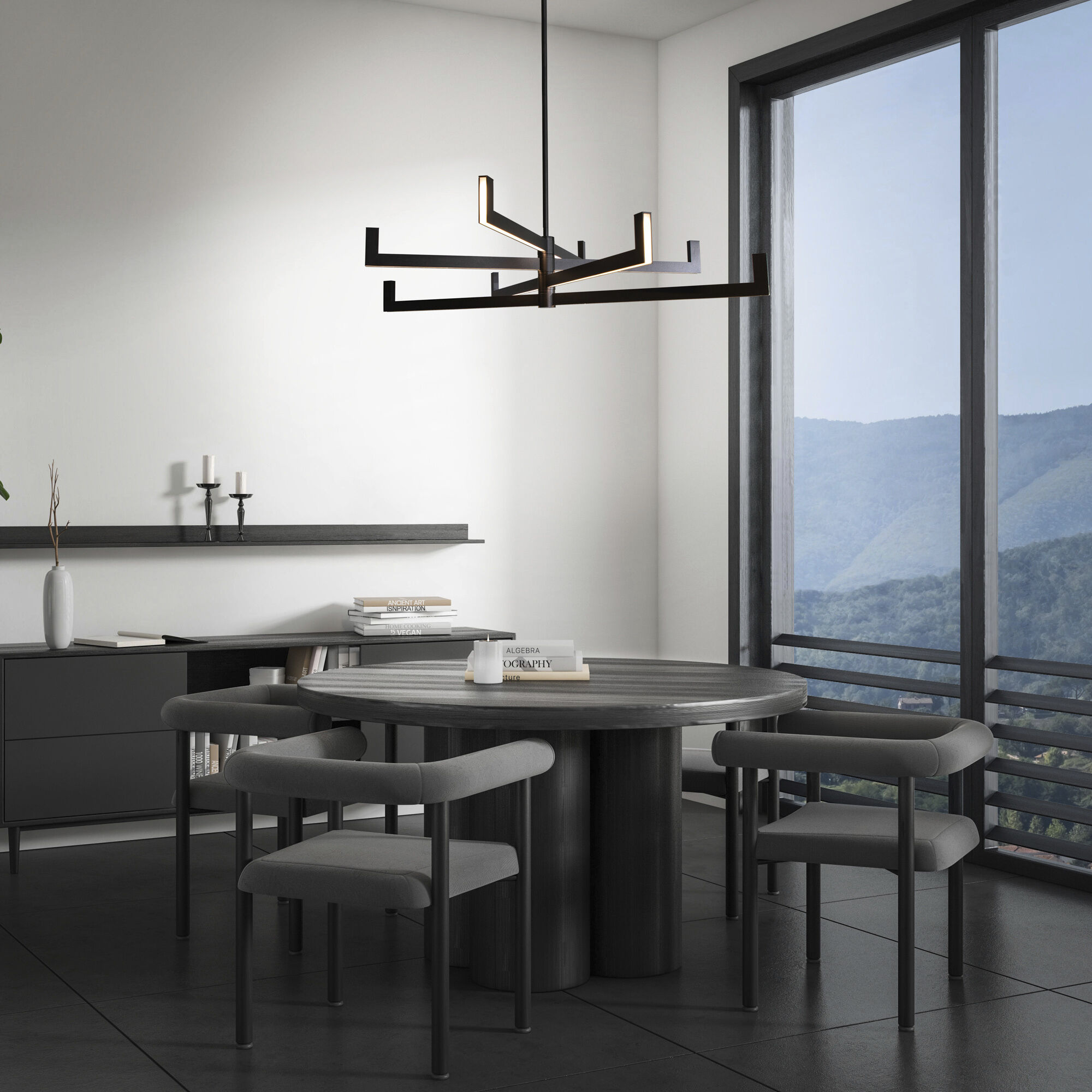 Ferrous LED 15 inch Black Chandelier Ceiling Light in 2700K, dweLED