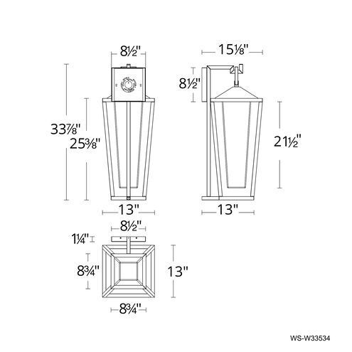 Manchester LED 33.89 inch Black Outdoor Wall Light in 3500K, dweLED