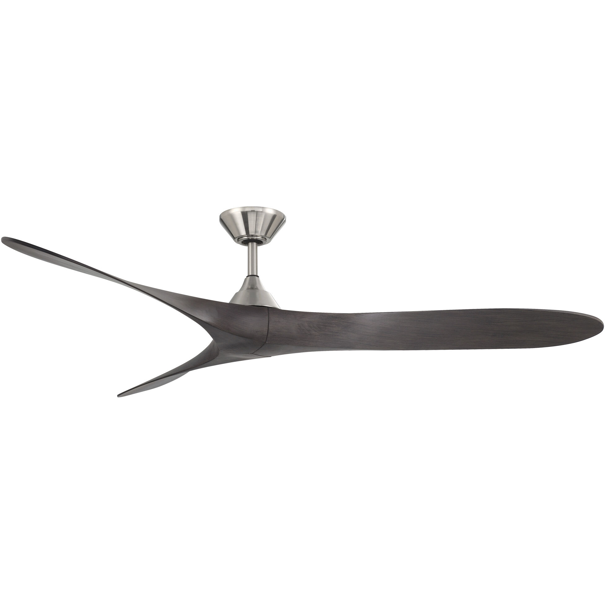 Malibu 70 inch Brushed Nickel Ebony with Ebony Blades Downrod Ceiling Fans in Brushed Nickel/Ebony, Smart Fan