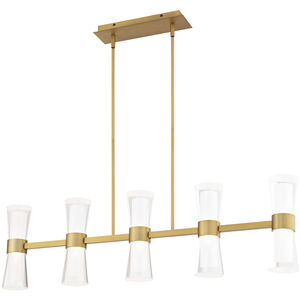 Hourglass Linear Pendant Ceiling Light in 3500K, Aged Brass, dweLED