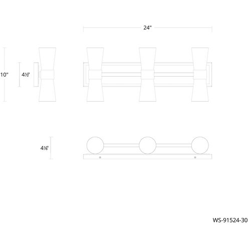 Hourglass LED 24 inch Aged Brass Bath Vanity & Wall Light in 2700K, dweLED