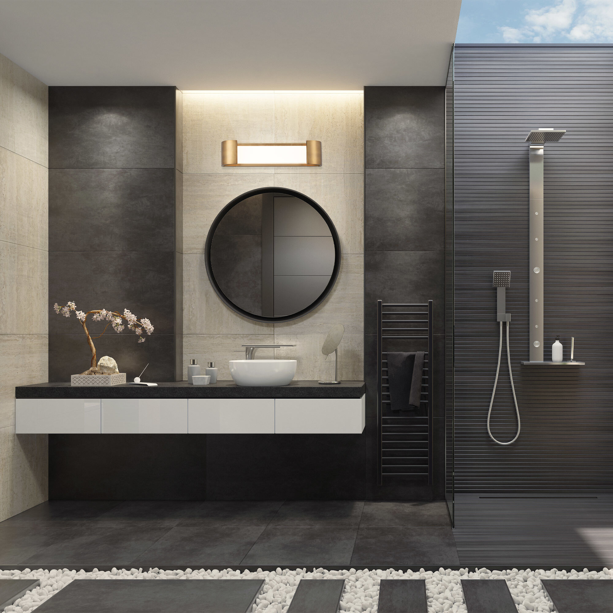 Melrose LED 22 inch Aged Brass Bath Vanity & Wall Light, dweLED