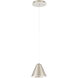 Kone LED 6 inch Satin Nickel Mini Pendant Ceiling Light in Title 24, dweLED