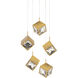 Ice Cube LED 18.63 inch Aged Brass Multi-Light Pendant Ceiling Light, dweLED