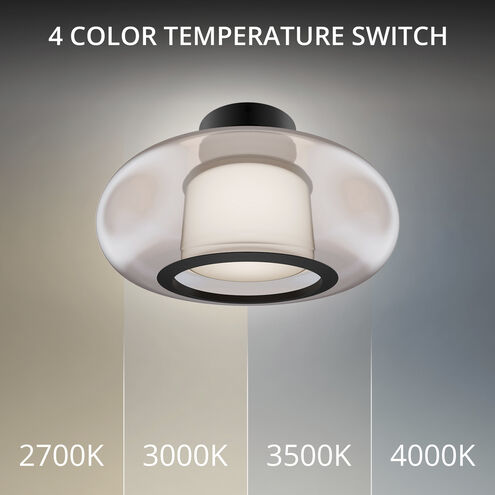 Doma LED 13.5 inch Black Flush Mount Ceiling Light in 2700K, dweLED