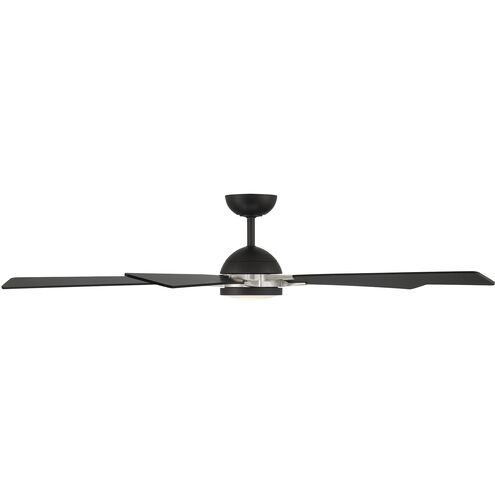 Rotary 65 inch Matte Black Brushed Nickel with Matte Black Blades Downrod Ceiling Fans
