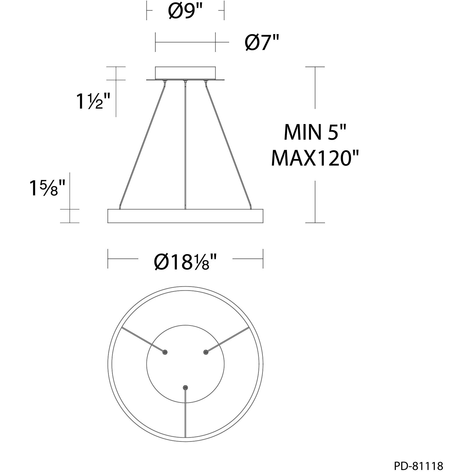 Sirius LED 18 inch Aged Brass Pendant Ceiling Light, dweLED