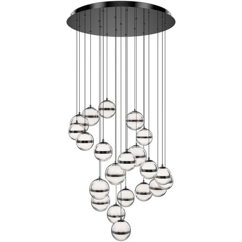 Cyllindra LED 26 inch Black Chrome Chandelier Ceiling Light in Black/Chrome, dweLED