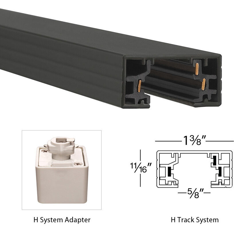 H Track 1 Light 120 Black Track Component Ceiling Light, WAC Limited