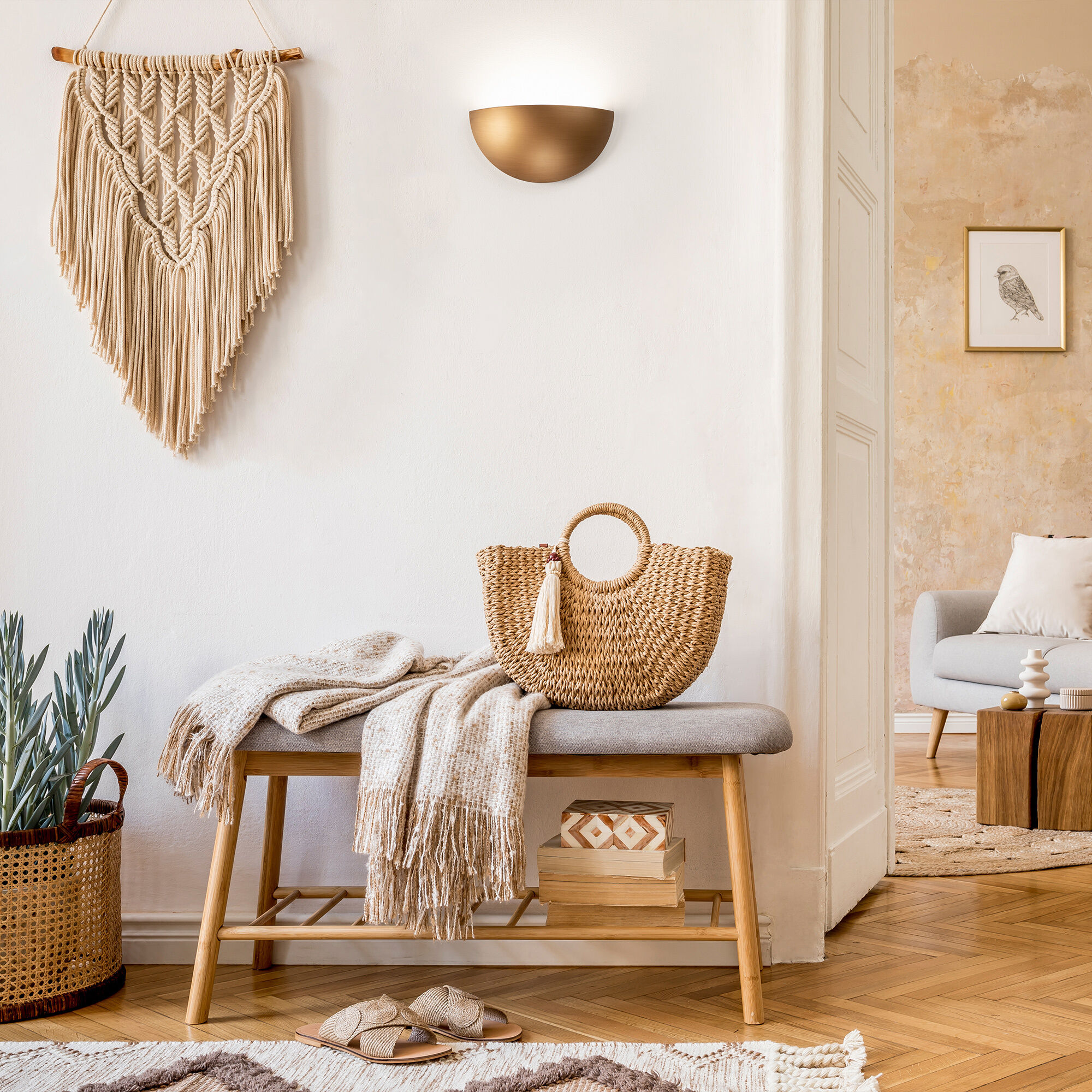 Collette Wall Sconce Wall Light in 2700K, Aged Brass, dweLED