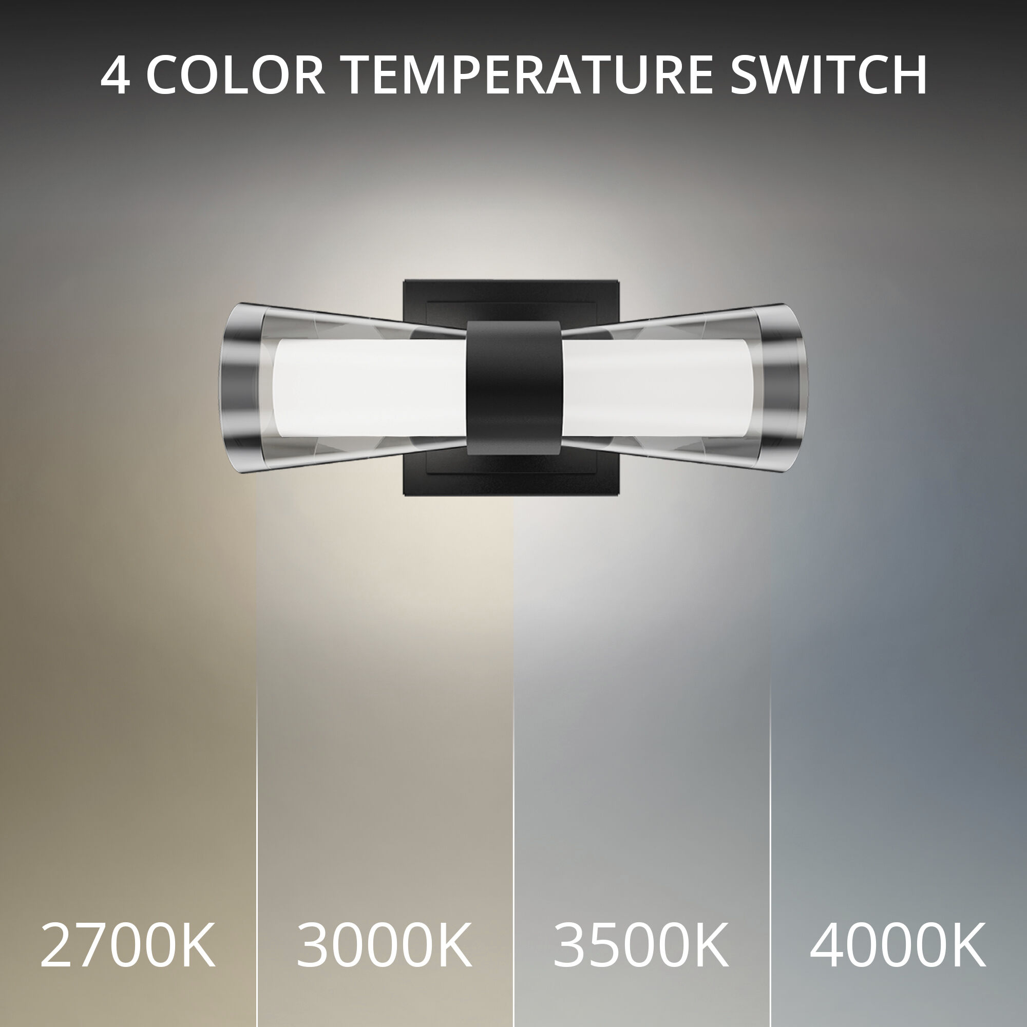 Hourglass LED 4.5 inch Black Bath Vanity & Wall Light in 2700K, dweLED