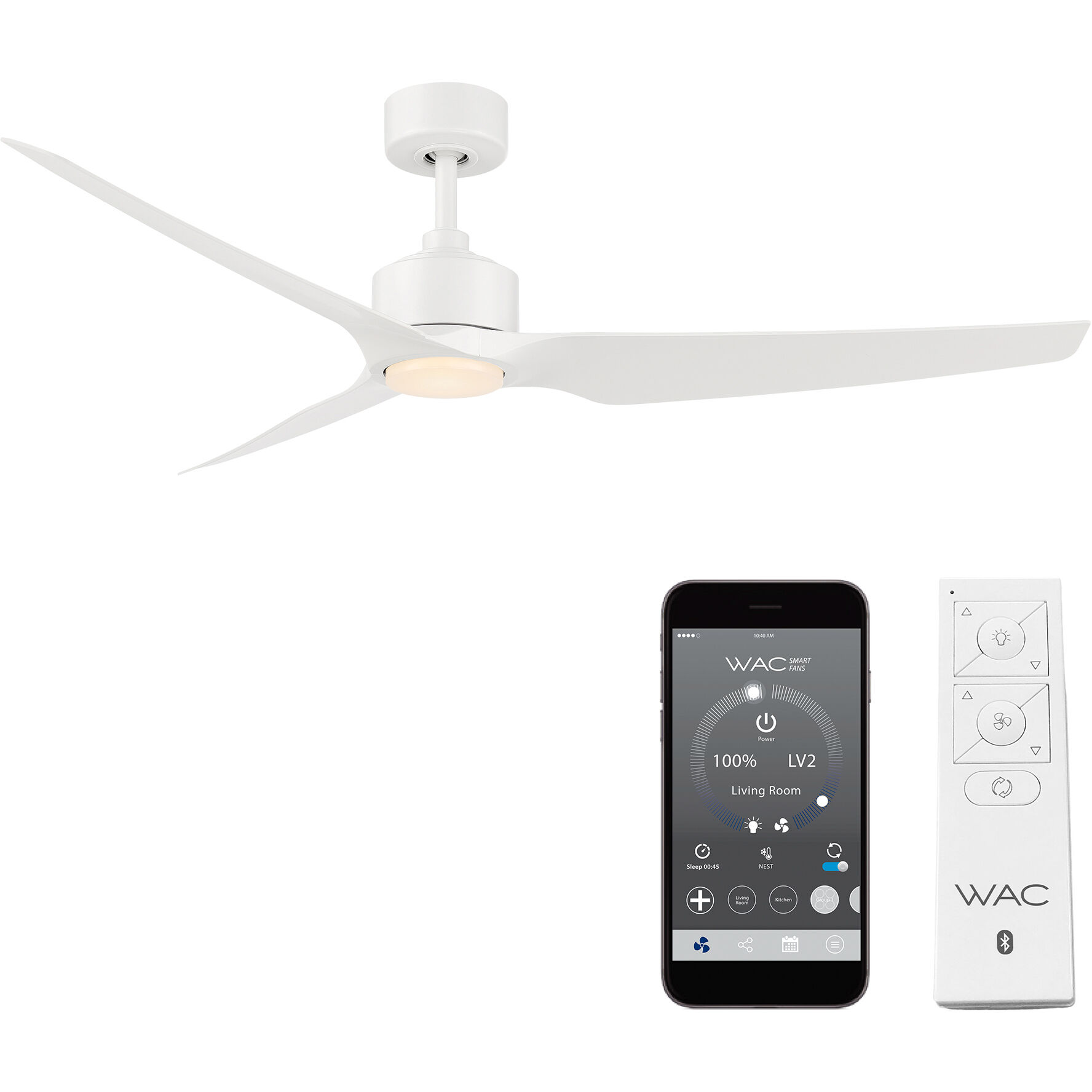 Stella 60 inch Matte White Downrod Ceiling Fans, Smart Fan
