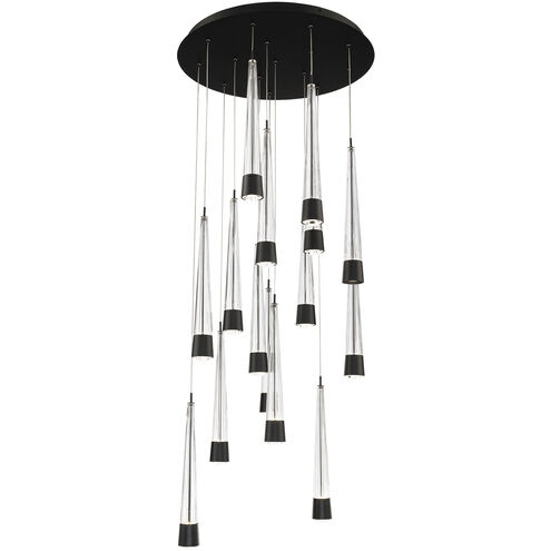 Quill LED 23 inch Black Multi-Light Pendant Ceiling Light, dweLED