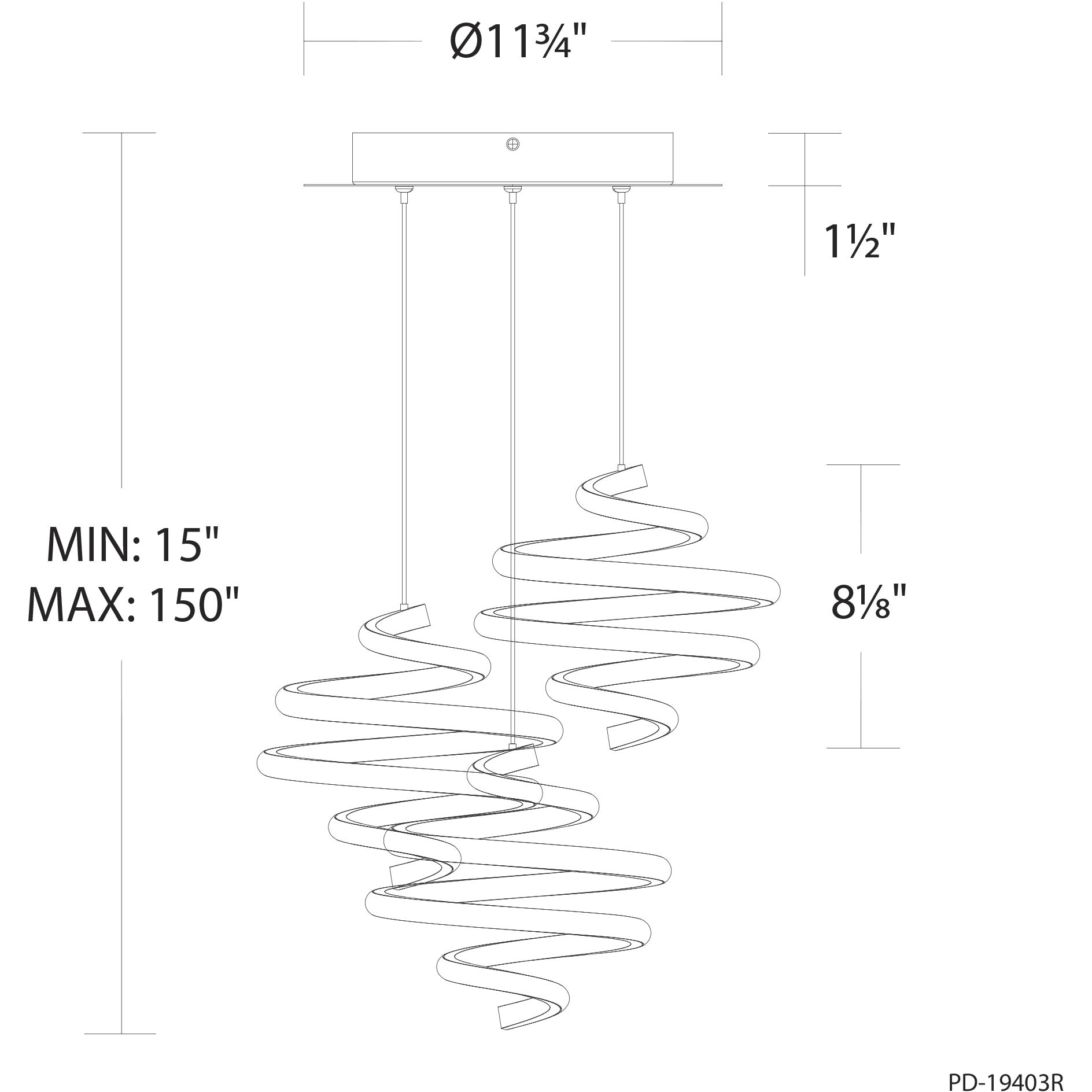 Whirl LED 12 inch Black Multi-Light Pendant Ceiling Light, dweLED