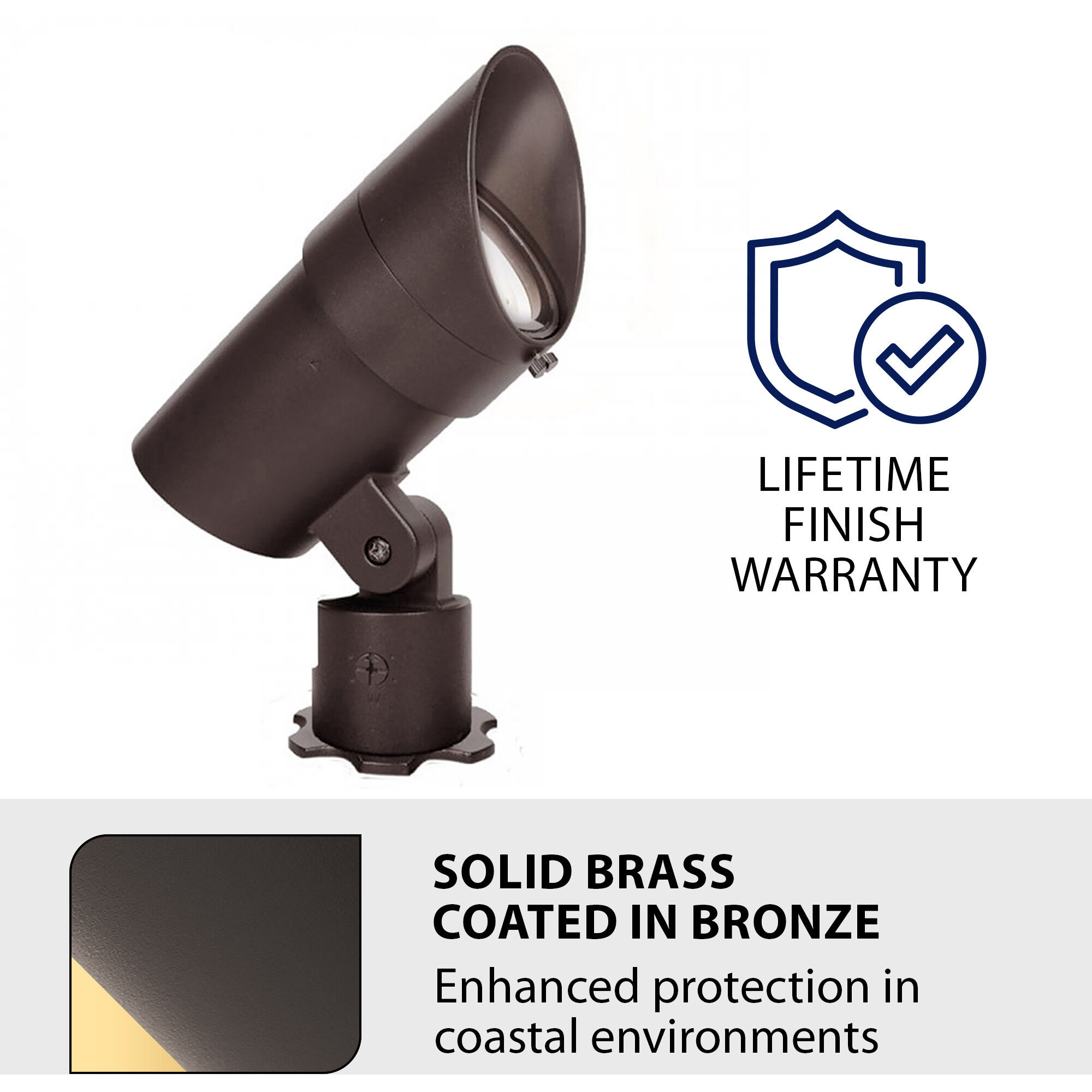 Tyler Solid Brass Coated in Bronze 35 watt LED Spot and Flood Lighting in 2700K, Bronzed Brass, Low Voltage Accent Light, WAC Landscape