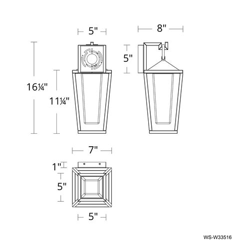 Manchester LED 16.25 inch Black Outdoor Wall Light in 3500K, dweLED