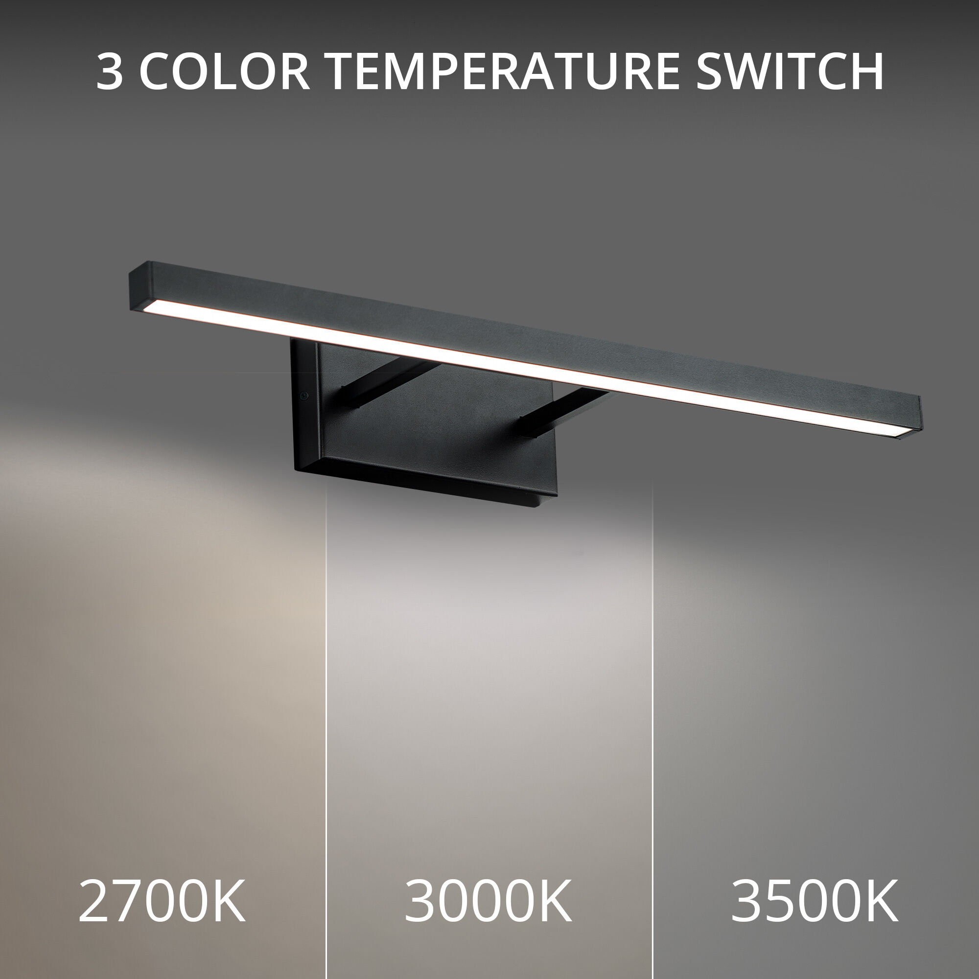 Parallax LED 24 inch Black Bath Vanity & Wall Light in 3500K, dweLED