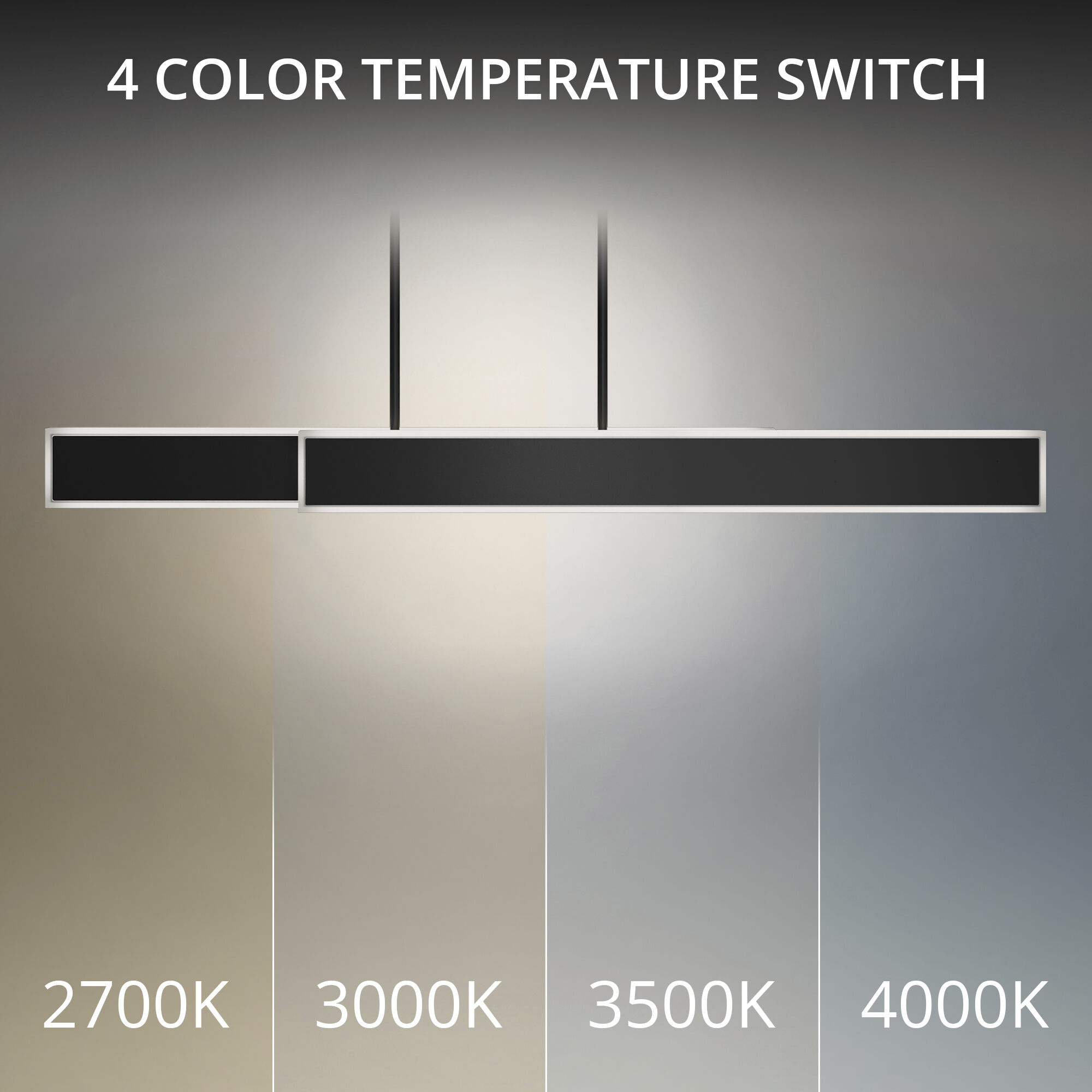 Bastone Linear Pendant Ceiling Light in 3000K, Black, dweLED