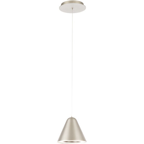 Kone LED 6.5 inch Satin Nickel Mini-Pendant Ceiling Light, dweLED