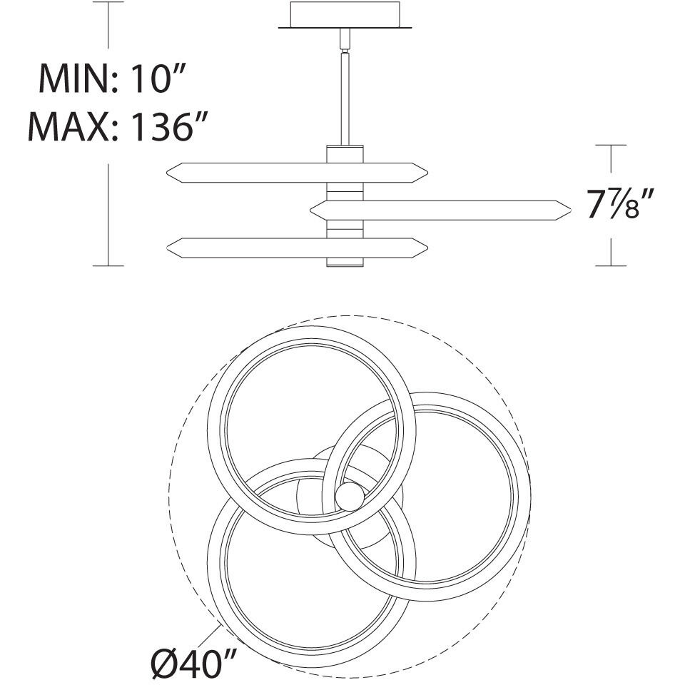 Solaris LED 40 inch Black Pendant Ceiling Light, dweLED