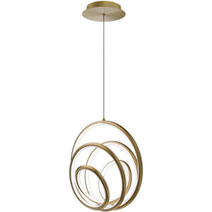 Hoopla LED 7.78 inch Aged Brass Pendant Ceiling Light in 4000K, dweLED