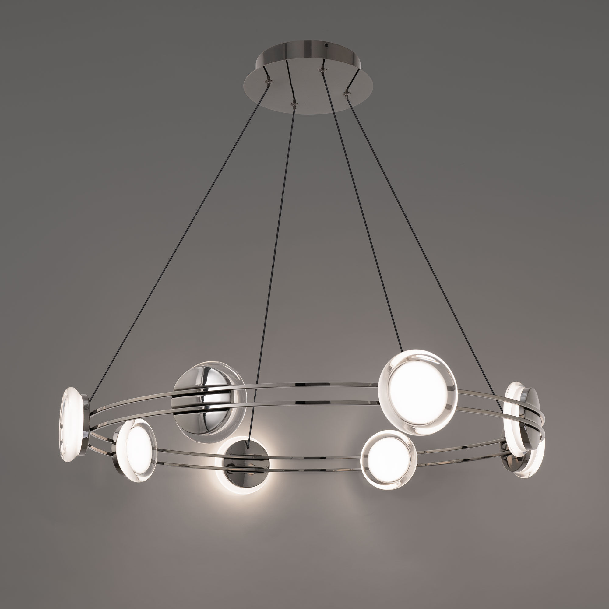 Bracelet LED 32.25 inch Black Chrome Pendant Ceiling Light in 3500K, Black/Chrome, dweLED