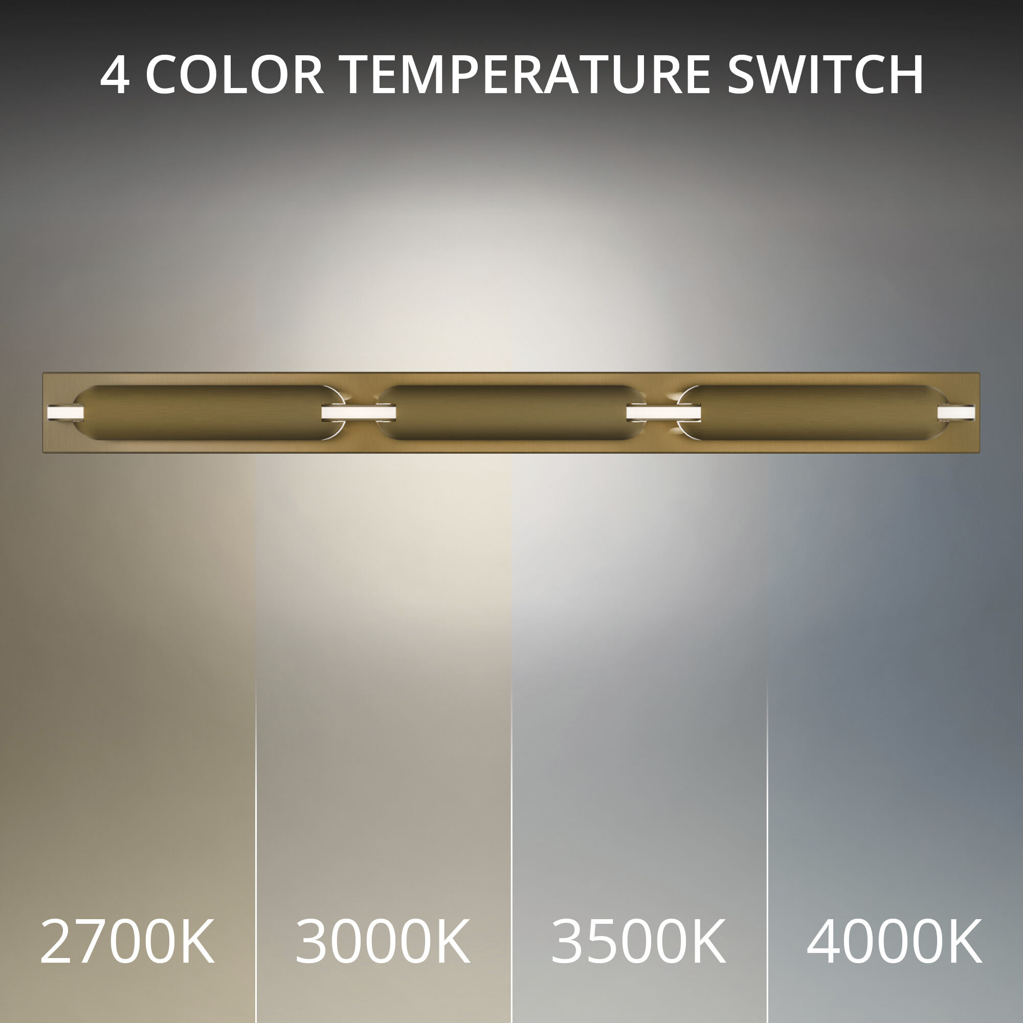 Spectacle LED 34.38 inch Aged Brass Bath Vanity & Wall Light in 3000K, dweLED