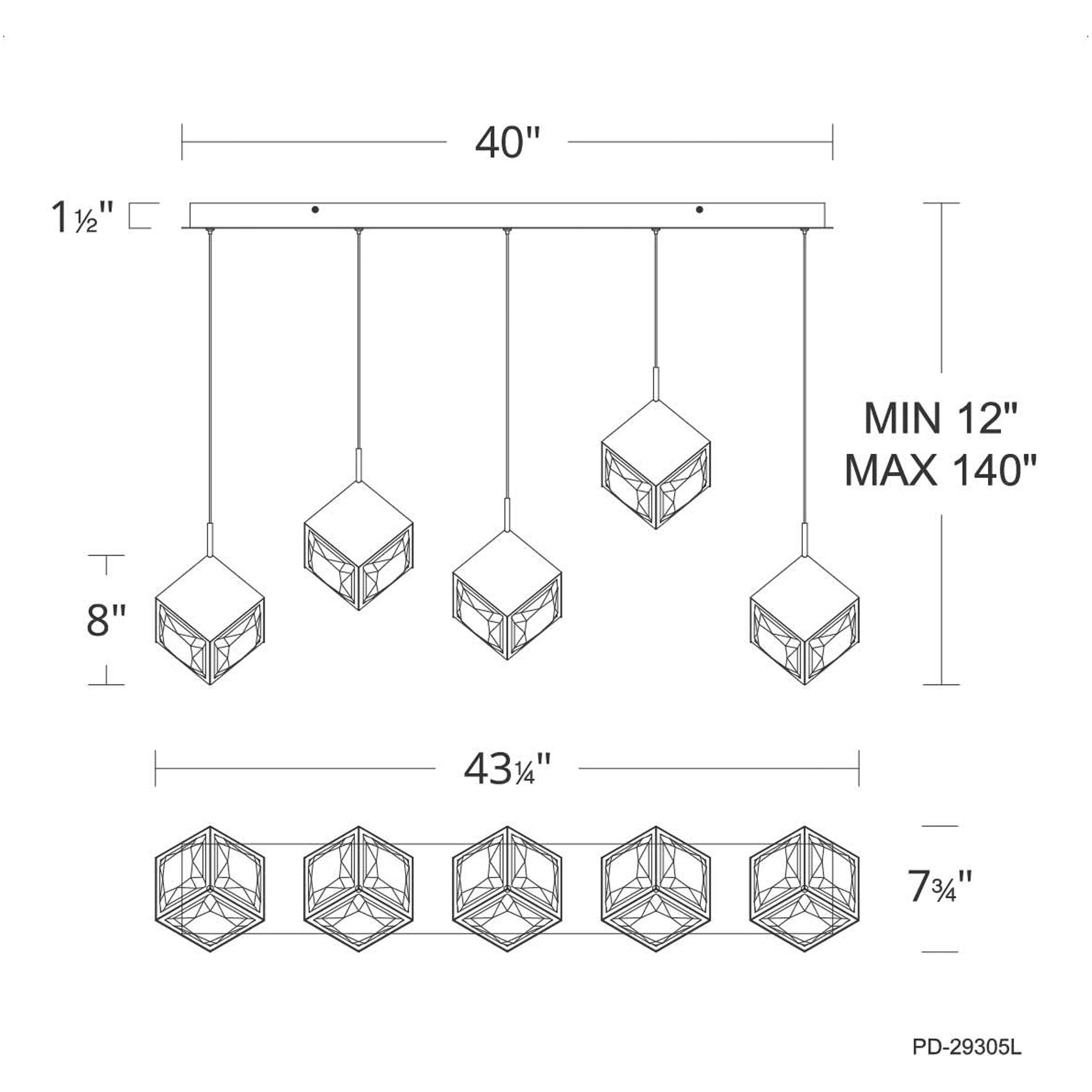 Ice Cube LED 7.75 inch Black Multi-Light Pendant Ceiling Light, dweLED