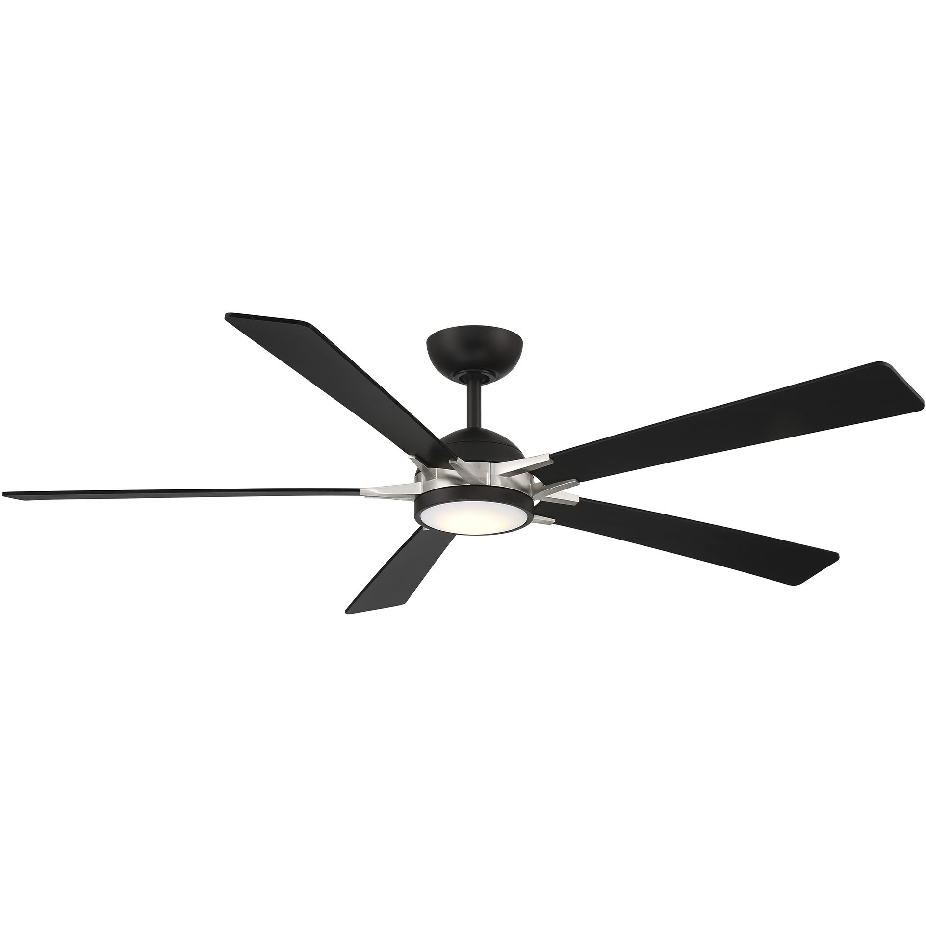 Rotary 65 inch Matte Black Brushed Nickel with Matte Black Blades Downrod Ceiling Fans in Brushed Nickel Matte Black