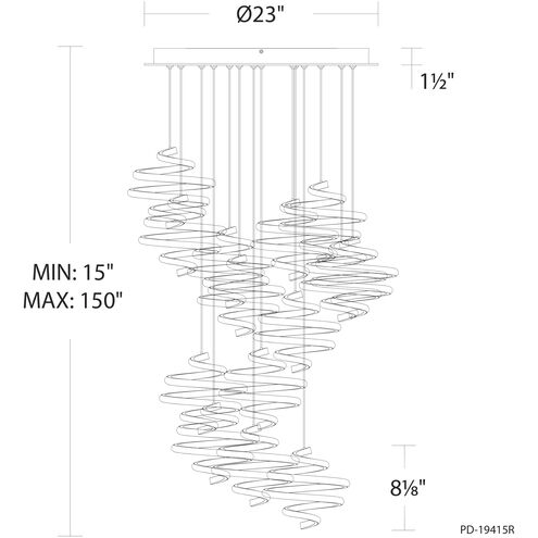 Whirl LED 23 inch Black Multi-Light Pendant Ceiling Light, dweLED