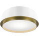 Salvo LED 12 inch White and Aged Brass Flush Mount Ceiling Light in 4000K, White/Aged Brass, dweLED