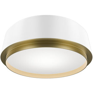 Salvo LED 12 inch White and Aged Brass Flush Mount Ceiling Light in 4000K, White/Aged Brass, dweLED