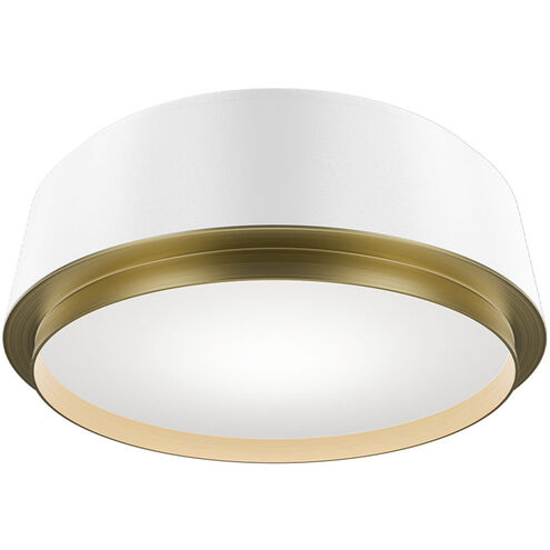 Salvo LED 12 inch White and Aged Brass Flush Mount Ceiling Light in 4000K, White/Aged Brass, dweLED