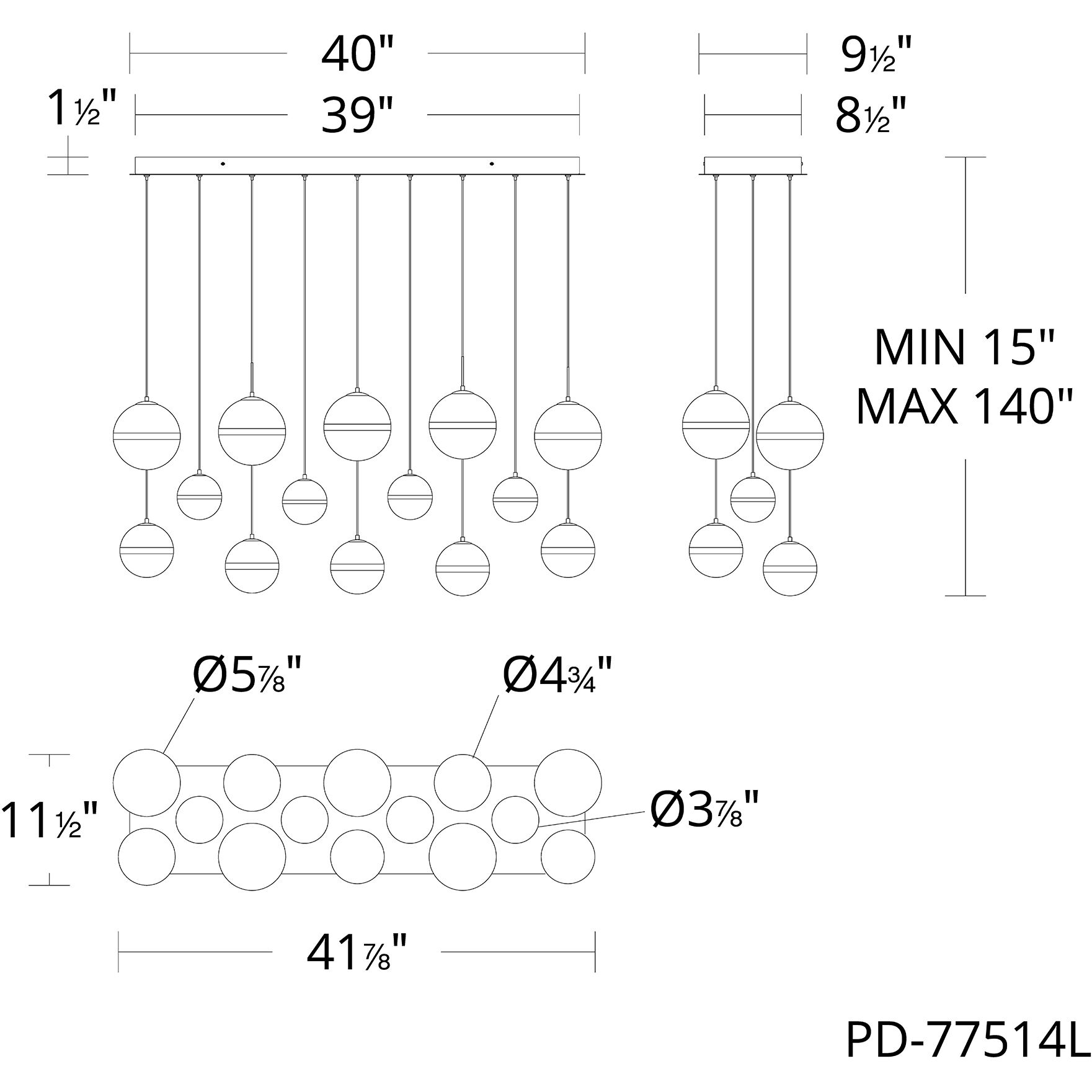 Cyllindra LED 11.5 inch Black Chrome Chandelier Ceiling Light in Black/Chrome, dweLED