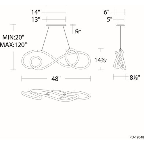 Solo Linear Chandelier Ceiling Light in Black, dweLED