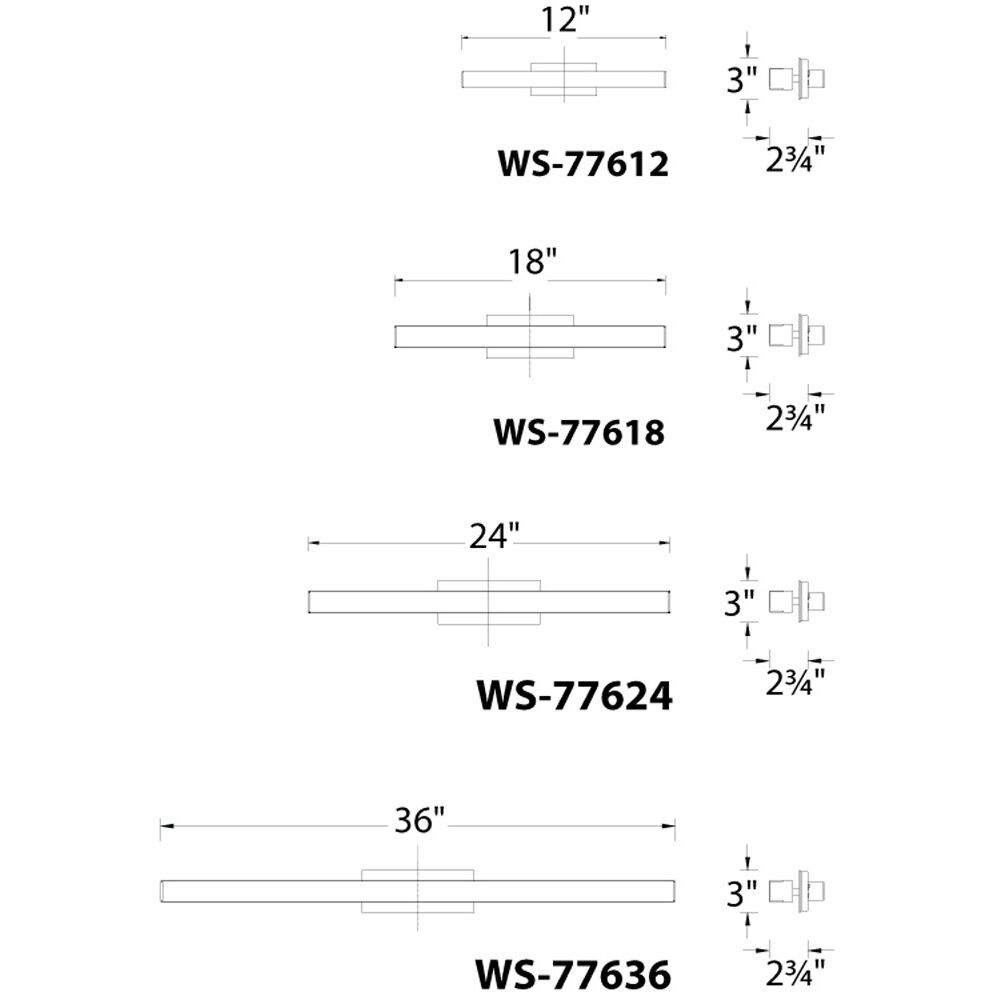 Brink LED 18 inch Black Bath Vanity & Wall Light in 2700K, dweLED