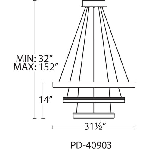 Voyager LED 32 inch Satin Nickel Pendant Ceiling Light, dweLED
