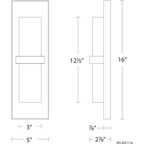 Bandeau LED 16 inch Black Outdoor Wall Light in 3500K, dweLED