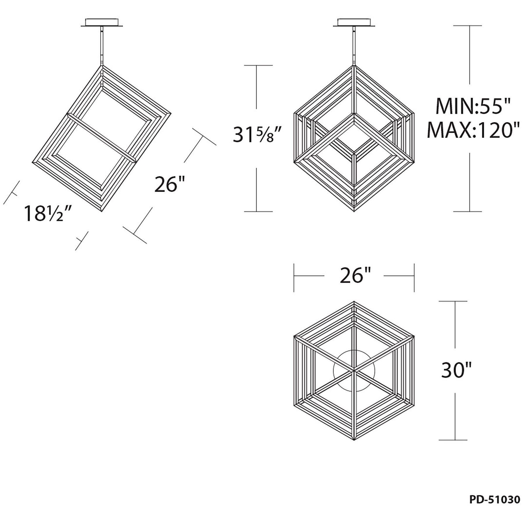 Atlas LED 30 inch Black Chandelier Ceiling Light, dweLED