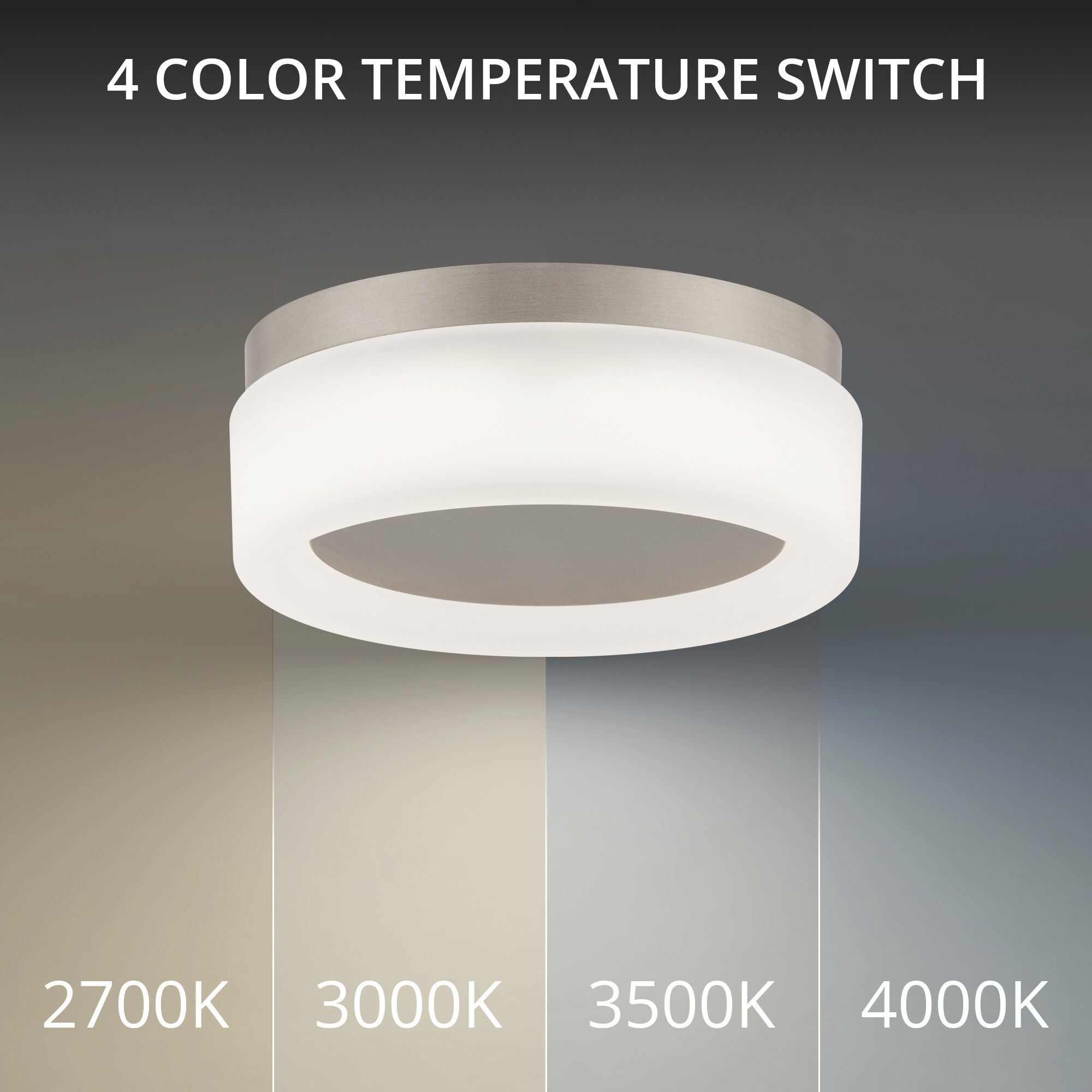 Bonham LED 8 inch Brushed Nickel Flush Mount Ceiling Light in 3500K, dweLED