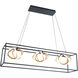 Sinclair 3 Light 42.25 inch Black/Gold Leaf Linear Pendant Ceiling Light, dweLED