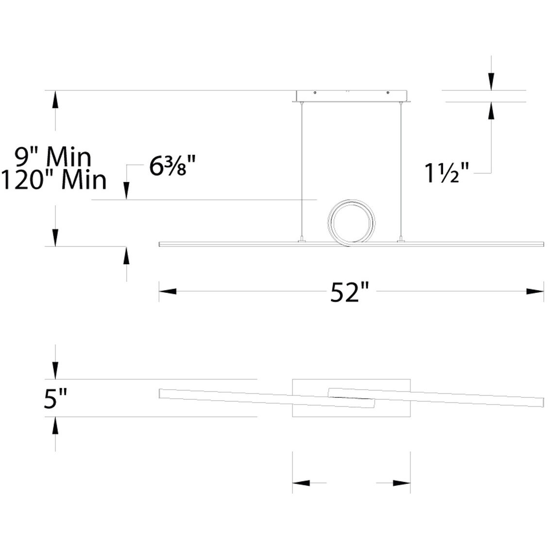 Loophole LED 2.38 inch Black Pendant Ceiling Light, dweLED