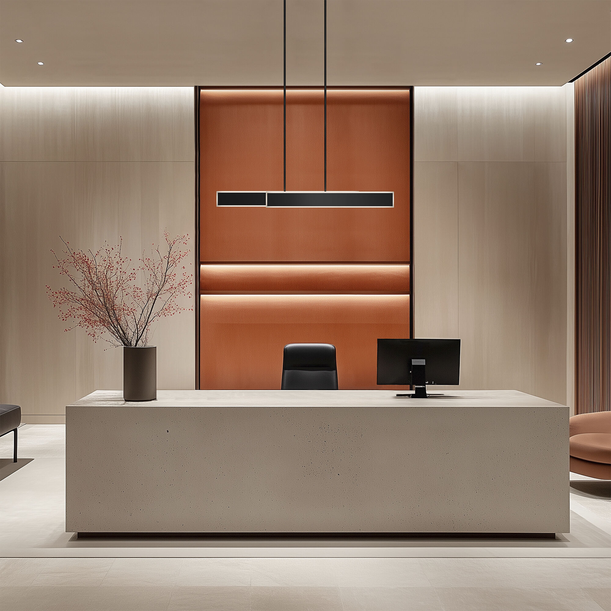 Bastone Linear Pendant Ceiling Light in 4000K, Brushed Nickel, dweLED