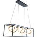 Sinclair 3 Light 42.25 inch Black/Gold Leaf Linear Pendant Ceiling Light, dweLED