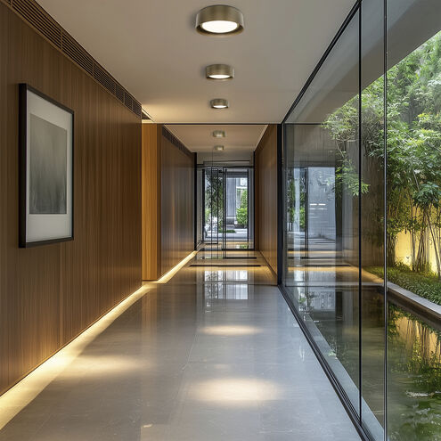 Grille LED 18 inch Aged Brass Flush Mount Ceiling Light in 4000K, dweLED