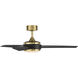 Mod 54 inch Soft Brass Matte Black with Matte Black Blades Downrod Ceiling Fans in Satin Brass Matte Black, Smart Fan
