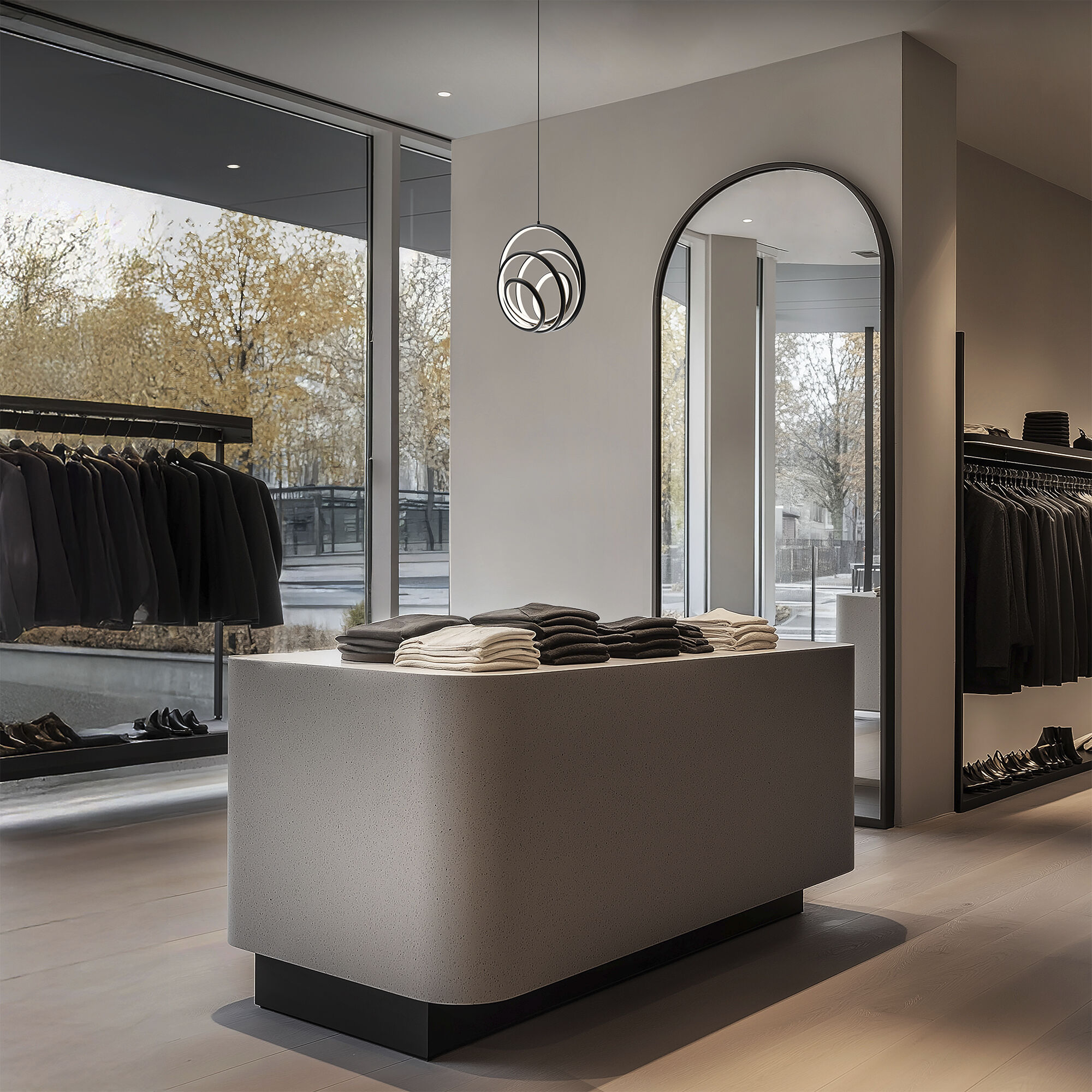 Hoopla LED 7.78 inch Black Pendant Ceiling Light in 2700K, dweLED