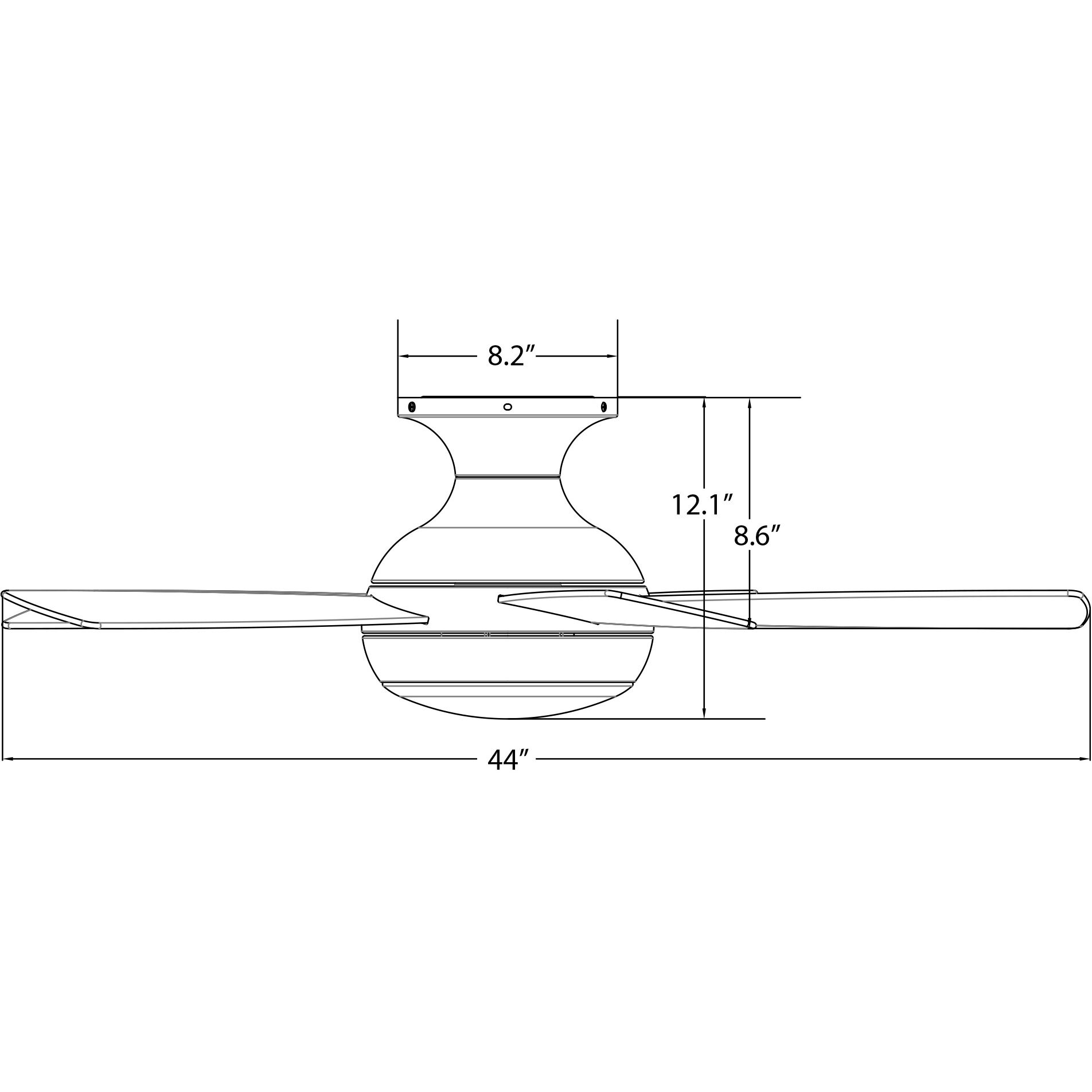 Odyssey 44 inch Matte Black Flush Mount Ceiling Fans, Smart Fan