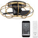 Aella 22 inch Aged Brass Matte Black with Matte Black Blades Flush Mount Ceiling Fans